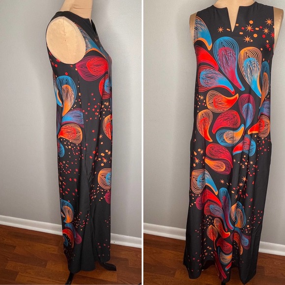 Colorful Maxi Dress Colorful Print Pullover Packable Travel Sleeveless - Picture 4 of 7